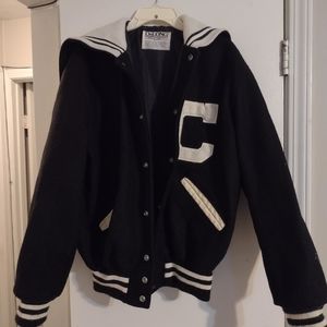 Vintage Young Women's Letter Jacket, Class Of 2002, Black, White, Leather Trim